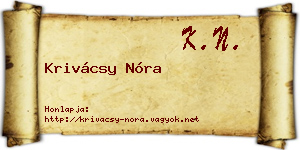 Krivácsy Nóra névjegykártya